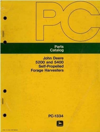 John Deere Self Propelled Forage Harvester 5200 & 5400 Parts Manual