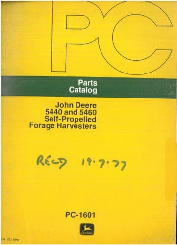 John Deere Self Propelled Forage Harvester 5440 & 5460 Parts Manual - ORIGINAL MANUAL