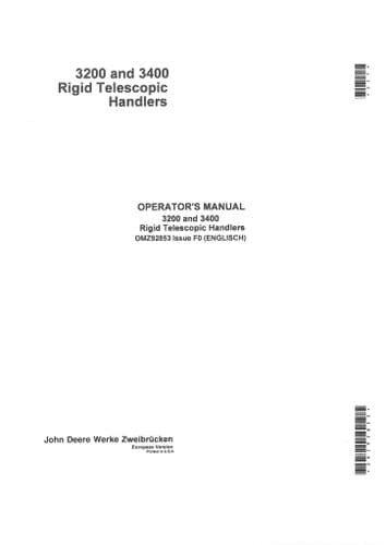 John Deere Telescopic Handler 3200 & 3400 Operators Manual
