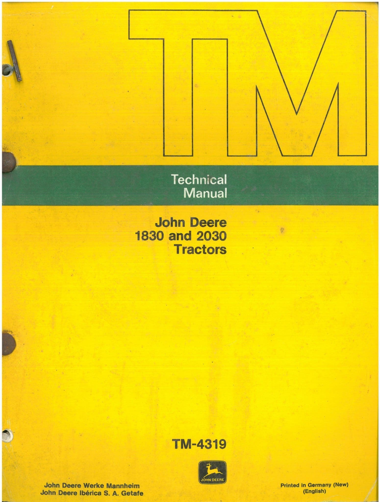 Manuel Technique & Réparation John Deere 2030 - Sur Clé USB (PDF) - TM1051