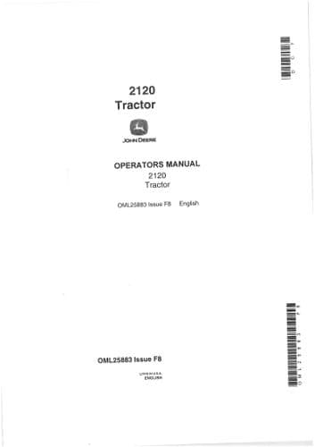John Deere Tractor 2120 Operators Manual