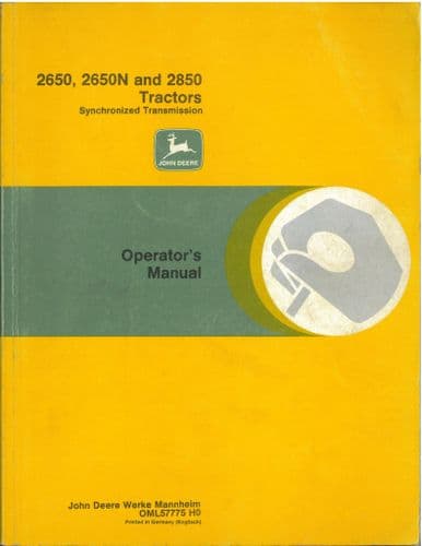 John Deere Tractor 2650 2650N 2850 Operators Manual - ORIGINAL MANUAL