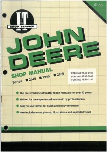 John Deere Tractor 2840 2940 2950  I&T  Service Workshop Manual - JD56