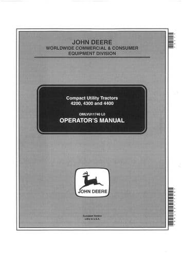 John Deere Tractor 4200 4300 4400 Operators Manual