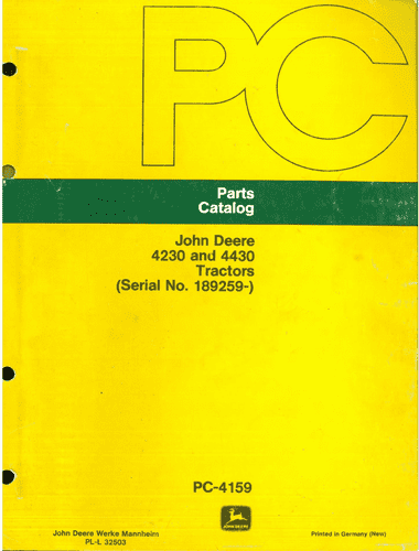 John Deere Tractor 4230 & 4430 Parts Manual