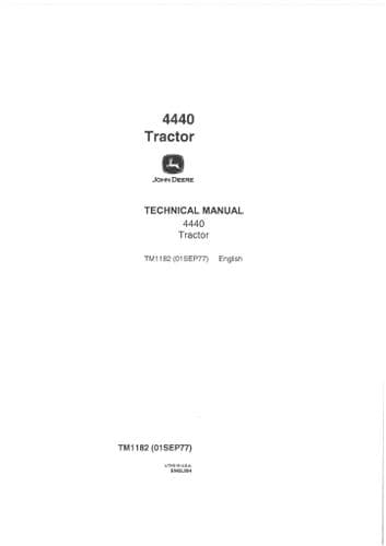 John Deere Tractor 4440 Workshop Manual