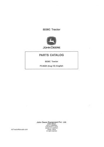 John Deere Tractor 5036C Parts Manual