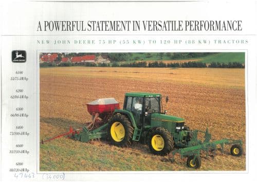 John Deere Tractor 6000 Series Brochure 6100 6200 6300 6400 6600 6800