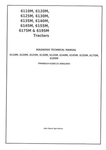 John Deere Tractor 6110M, 6120M, 6125M, 6130M, 6135M, 6140M, 6145M, 6155M, 6175M, 6195M  PDF ONLY