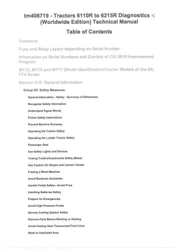 John Deere Tractor 6110R - 6215R Diagnostic Technical Workshop Service Manual - PDF ONLY