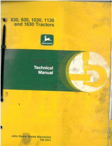John Deere Tractor 830 930 1030 1130 1630 Workshop Service Manual
