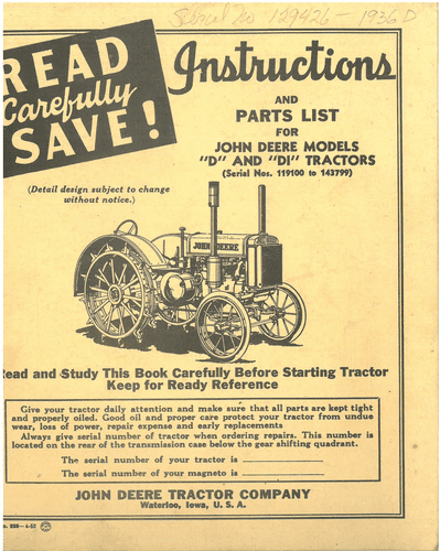 John Deere Tractor Model 