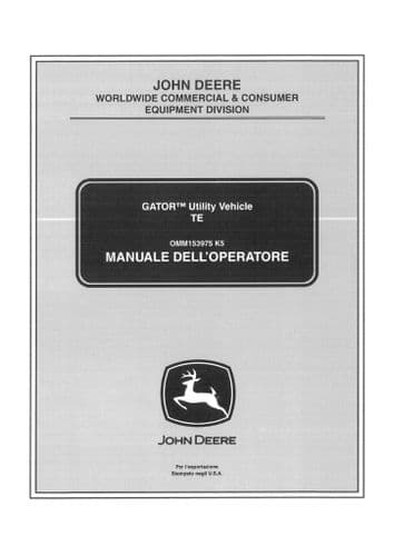 John Deere Utility Vehicle Gator TE Operators Manual - Italian ONLY