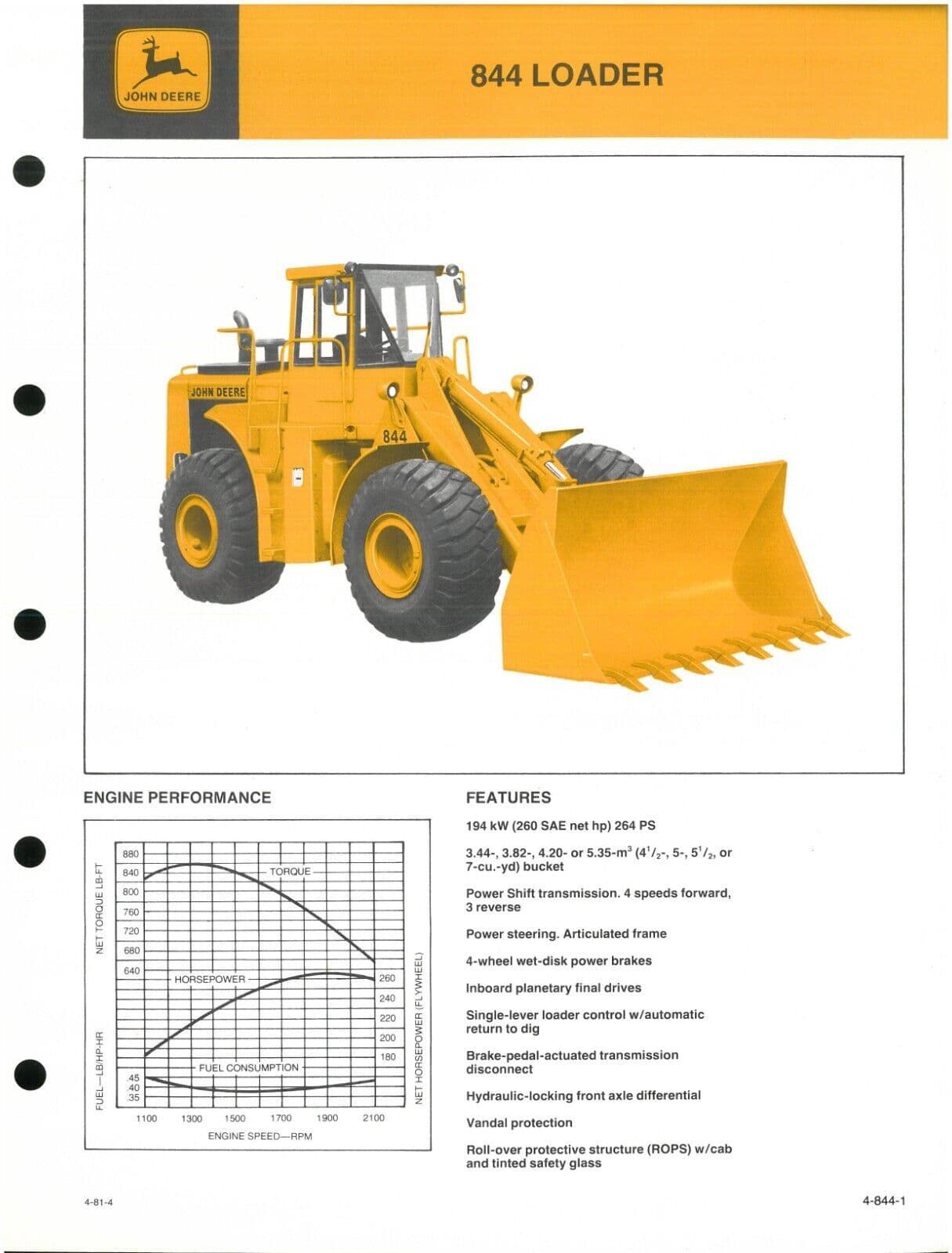 John Deere Wheel Loader 844 Brochure