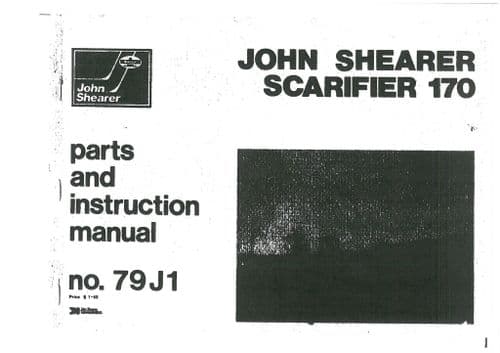 John Shearer Scarifier 170 Operaotrs Manual and Spare Parts List