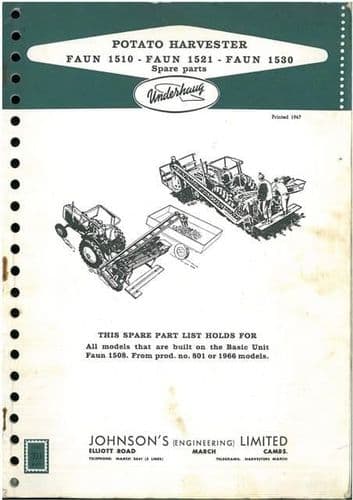 Johnson Underhaug Potato Harvester Faun 1510 1521 1530 Parts Manual