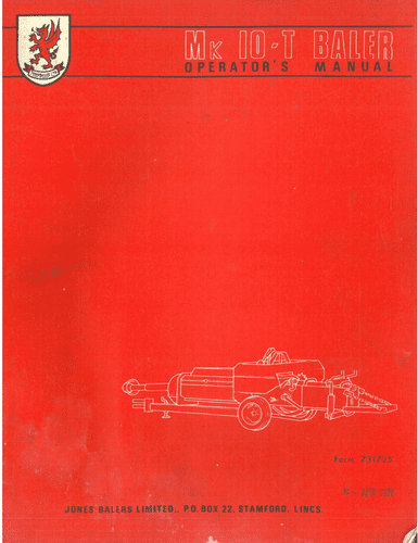 Jones Baler MK10-T Operators Manual