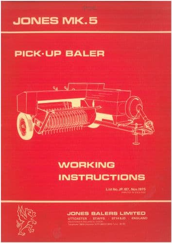 Jones Baler MK5 Operators Manual