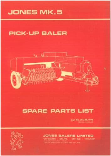 Jones Baler MK5 Parts Manual