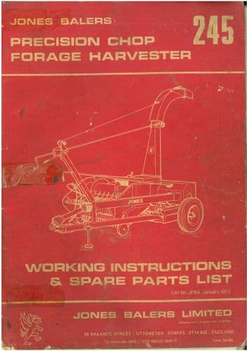 Jones Forager Precision Chop 245 Operators & Parts Manual