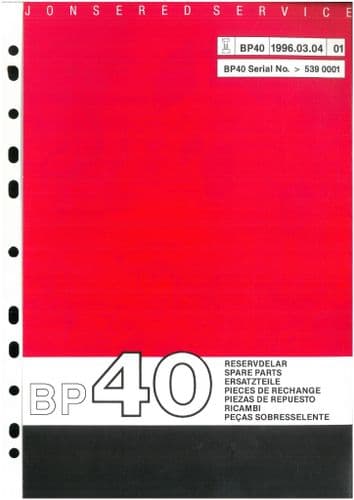 Jonsered BP40 Parts Manual - BP 40