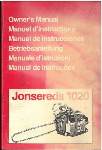 Jonsered Chainsaw 1020 Operators Manual