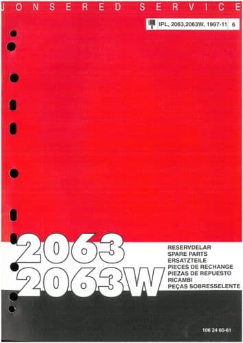 Jonsered Chainsaw 2063 & 2063W Parts Manual - ORIGINAL