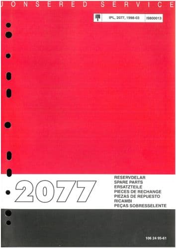 Jonsered Chainsaw 2077 Parts Manual - ORIGINAL