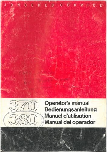 Jonsered Chainsaw 370, 380 Operators Manual