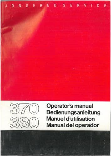 Jonsered Chainsaw 370, 380 Operators Manual - ORIGINAL