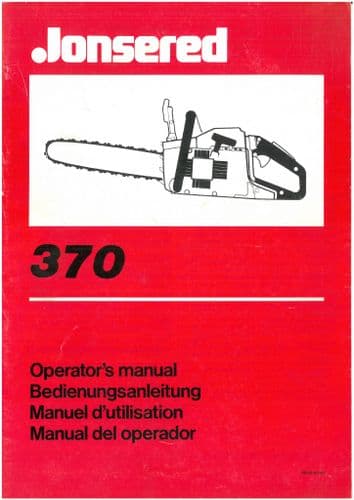 Jonsered Chainsaw 370 Operators Manual - ORIGINAL