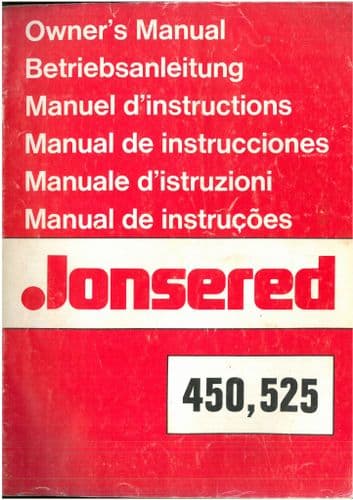 Jonsered Chainsaw 450,525 Operators Manual