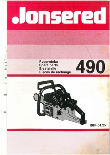 Jonsered Chainsaw 490 Parts Manual - ORIGINAL