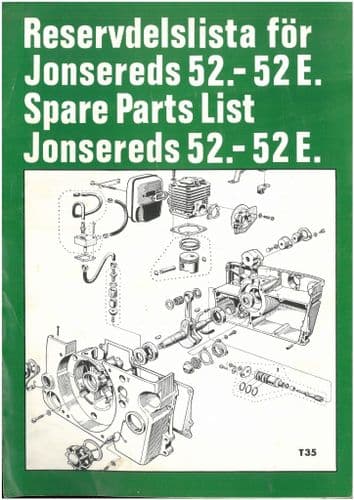 Jonsered Chainsaw 52 - 52E Parts Manual