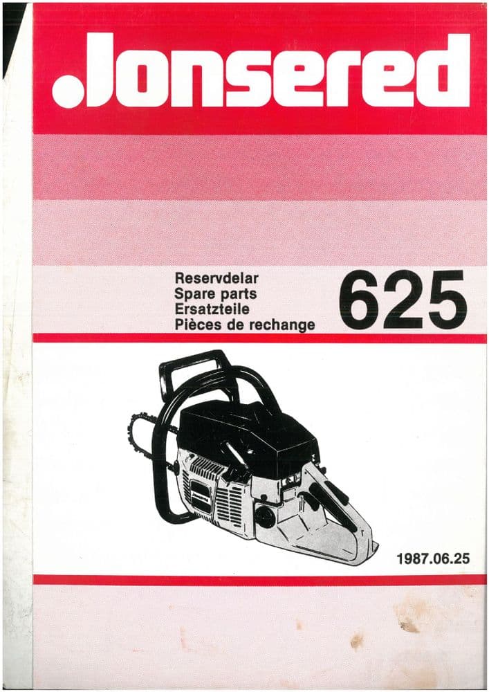 Jonsered Chainsaw 625 Parts Manual - ORIGINAL