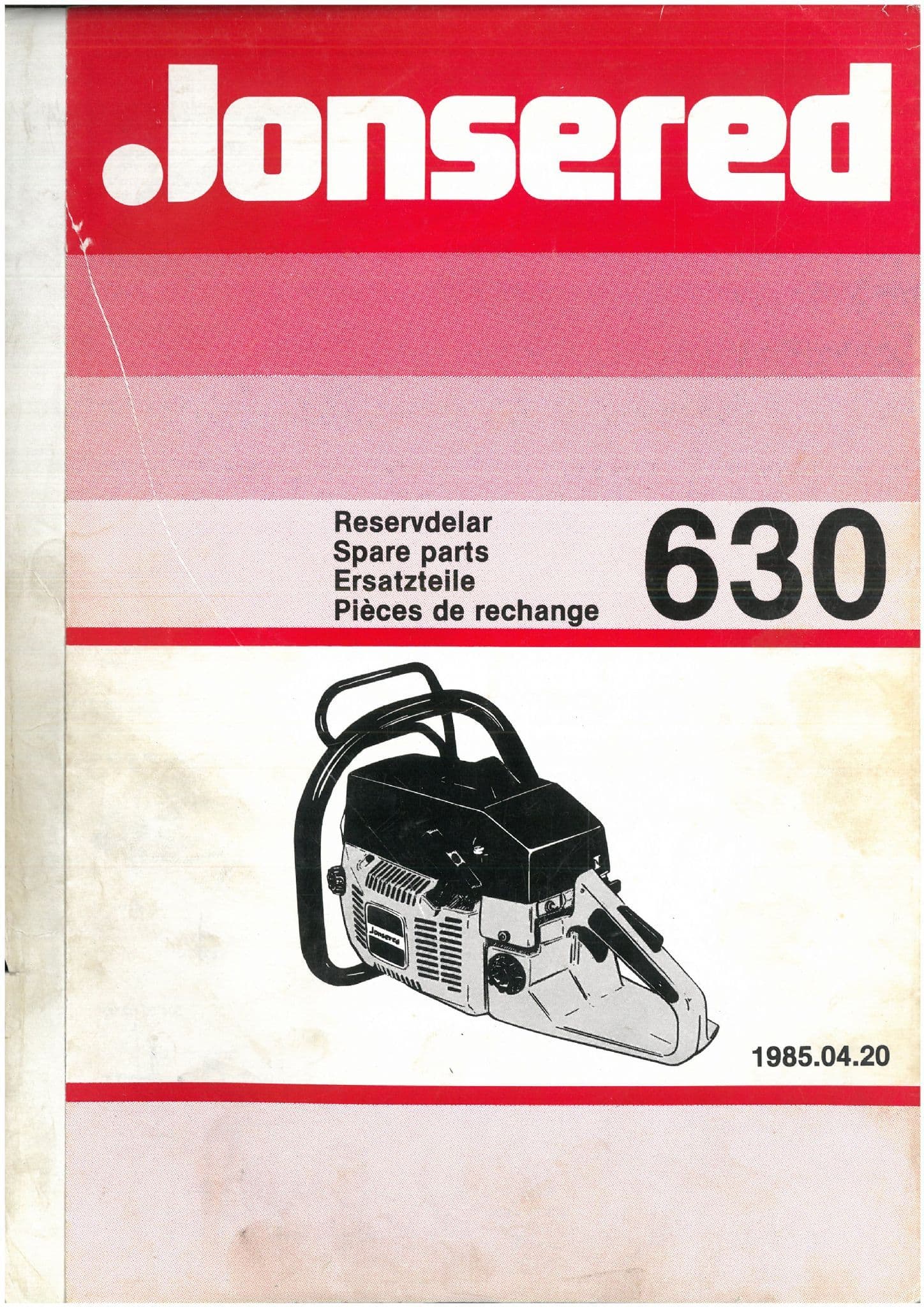 Jonsered Chainsaw 630 Parts Manual ORIGINAL jonsered-chainsaw-630-parts-manual-original