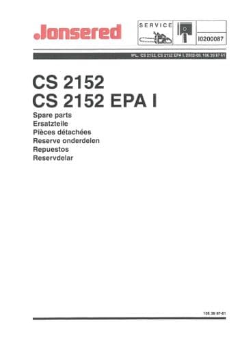 Jonsered Chainsaw CS2152 CS2152EPA I Parts Manual