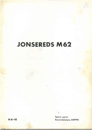 Jonsered Chainsaw M62 Parts Manual - M 62