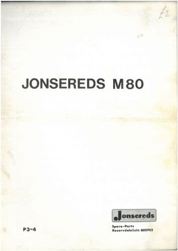 Jonsered Chainsaw M80 Parts Manual - M 80