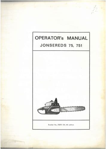 Jonsered Chainsaw Mod 75 751 Operators Manual