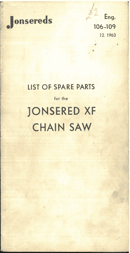 Jonsered Chainsaw XF Parts Manual