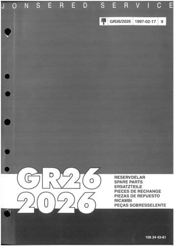 Jonsered Grass Trimmer GR26 2026 Parts Manual - GR 26