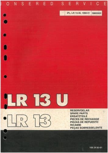 Jonsered Mower LR 13 U & LR 13 Parts Manual - LR13U LR13