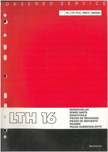 Jonsered Mower LTH 16 Parts Manual - LTH16