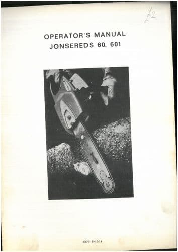 Jonsereds Chainsaw Mod 60 601 Operators Manual