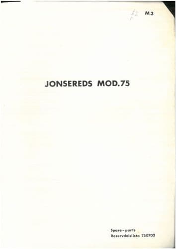 Jonsereds Chainsaw Mod 75 Parts Manual - Mod.75