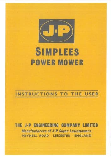 JP Mower Simplees Operators Manual