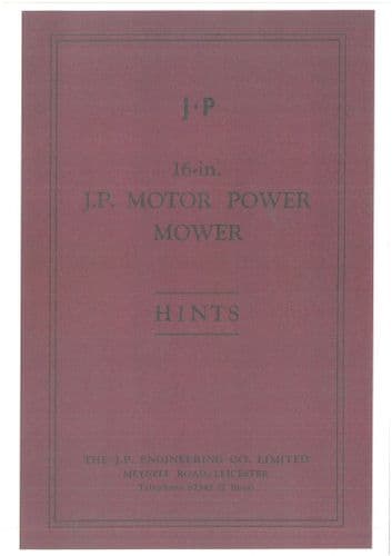 JP Mower Super Power 16inch Operators Manual 16"