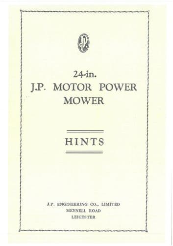 JP Mower Super Power 24inch Operators Manual 24"
