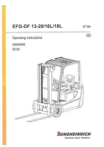 Jungheinrich Fork Lift EFG DF13 DF15 DF16 DF16L DF18 DF18L DF20 Operators Manual